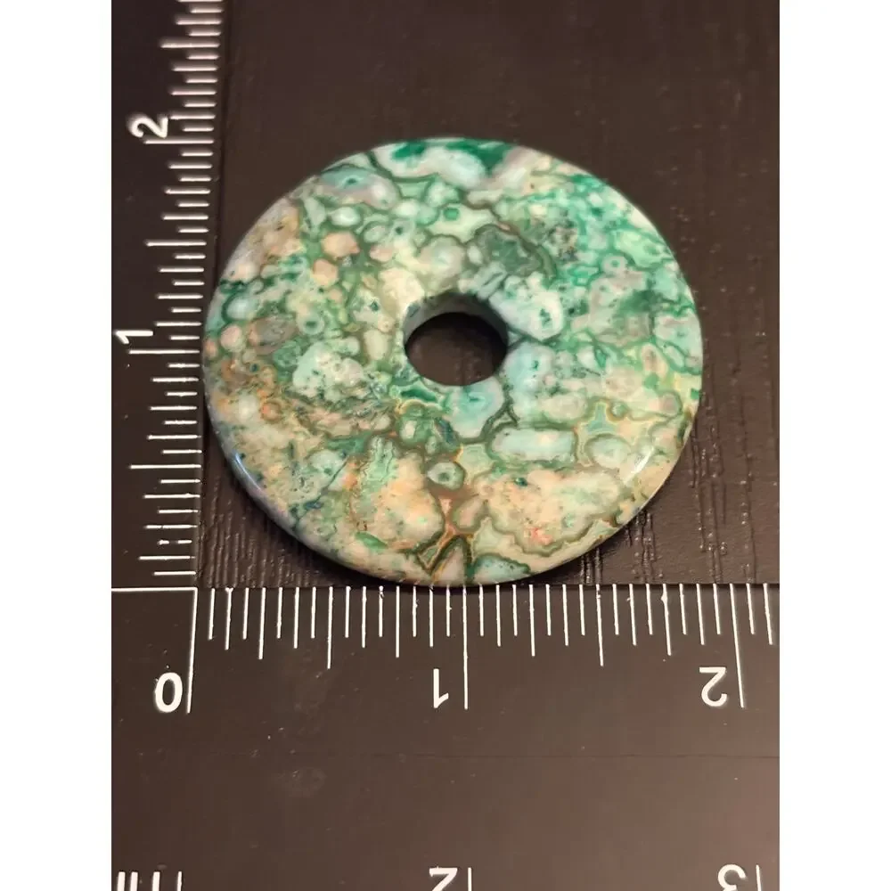 Rainforest Jasper Donut Pendant, Green Gemstone Circle